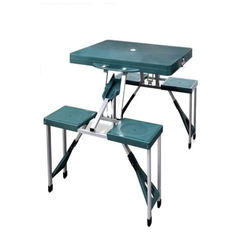 Foldable Camping Table Set with 4 Stools Extra Light Green