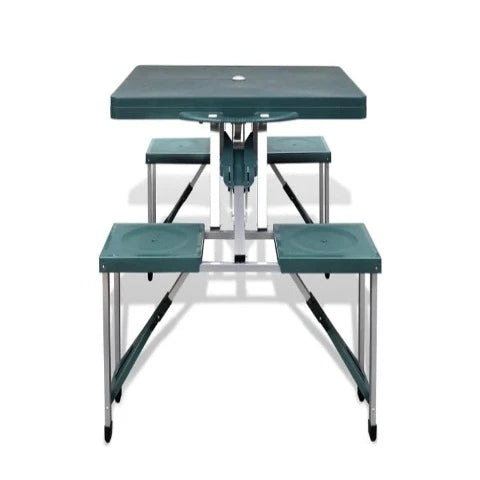 Foldable Camping Table Set with 4 Stools Extra Light Green