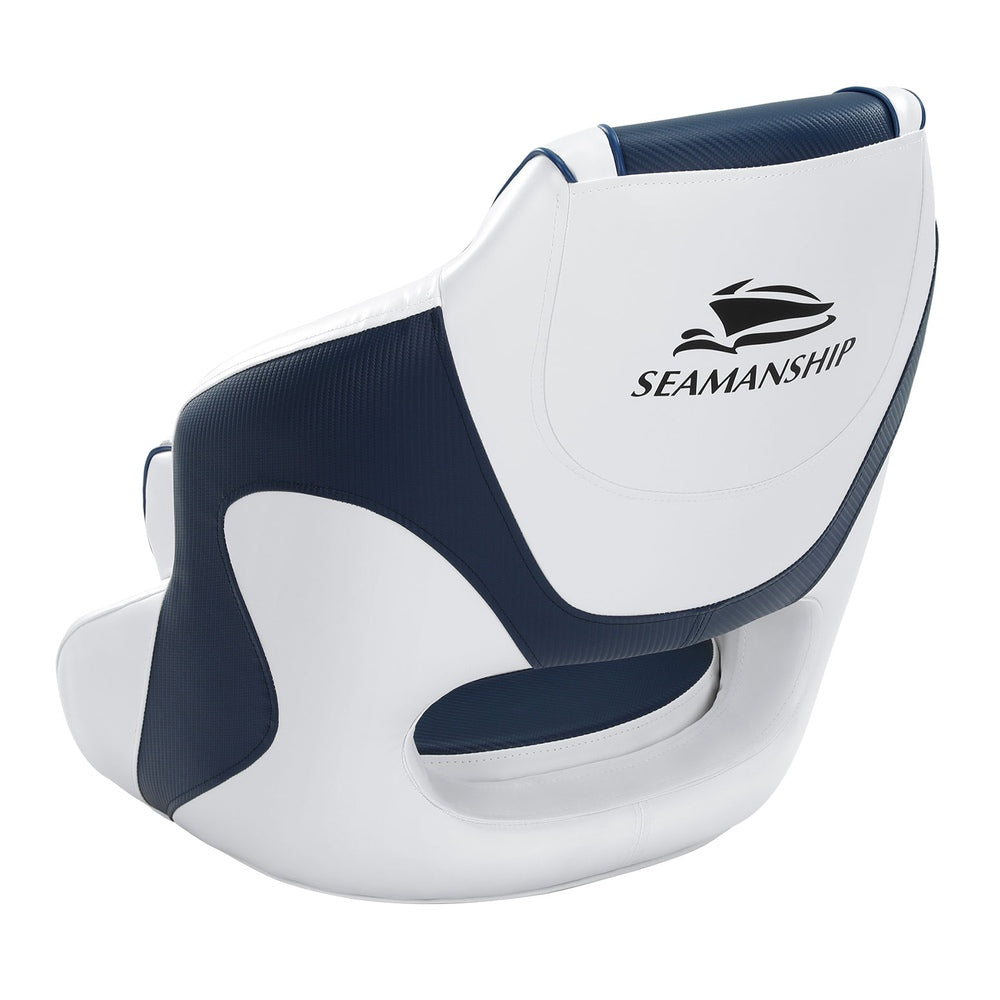 Captain's Bucket Design with Swivel, Flip-Up Bolster, and Comfort Padding in Stylish Blue