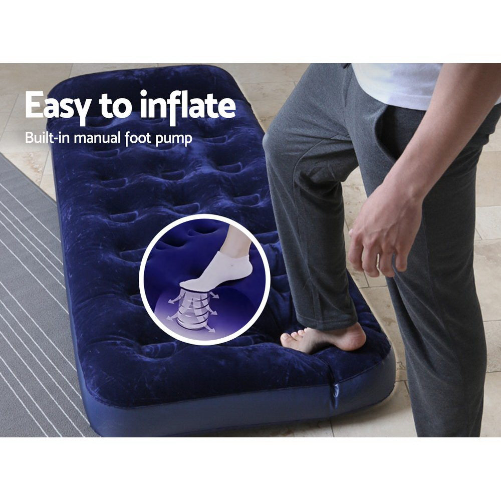 Premium Single Size Navy Inflatable Air Mattress - Sleep in Comfort Anywhere