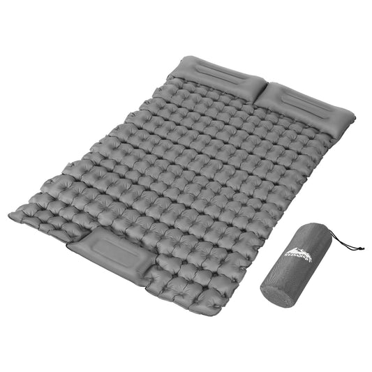 Double Air Bed with Self-Inflating Mattress for Camping - Complete Pillow Bag Set