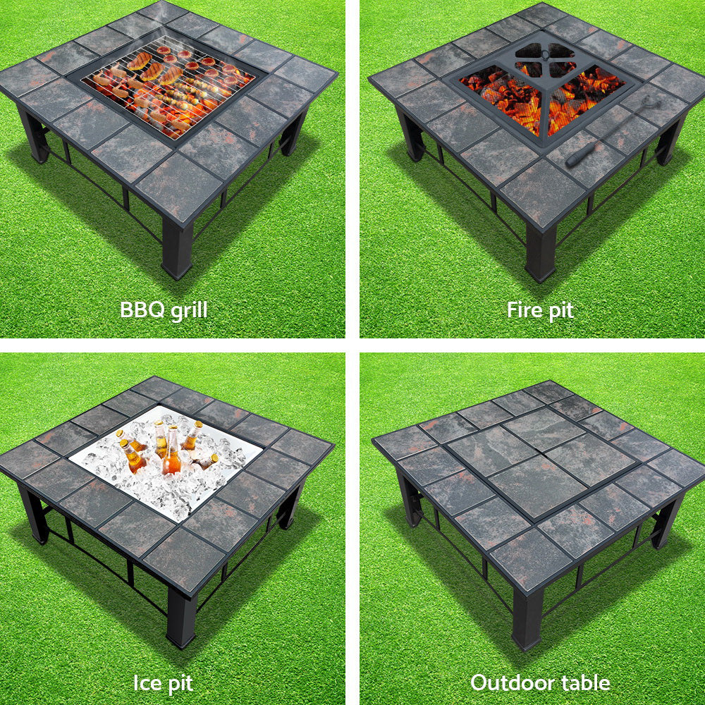Transform Your Outdoor Experience with a 4-in-1 Fire Pit, BBQ Grill, Ice Bucket, and Table