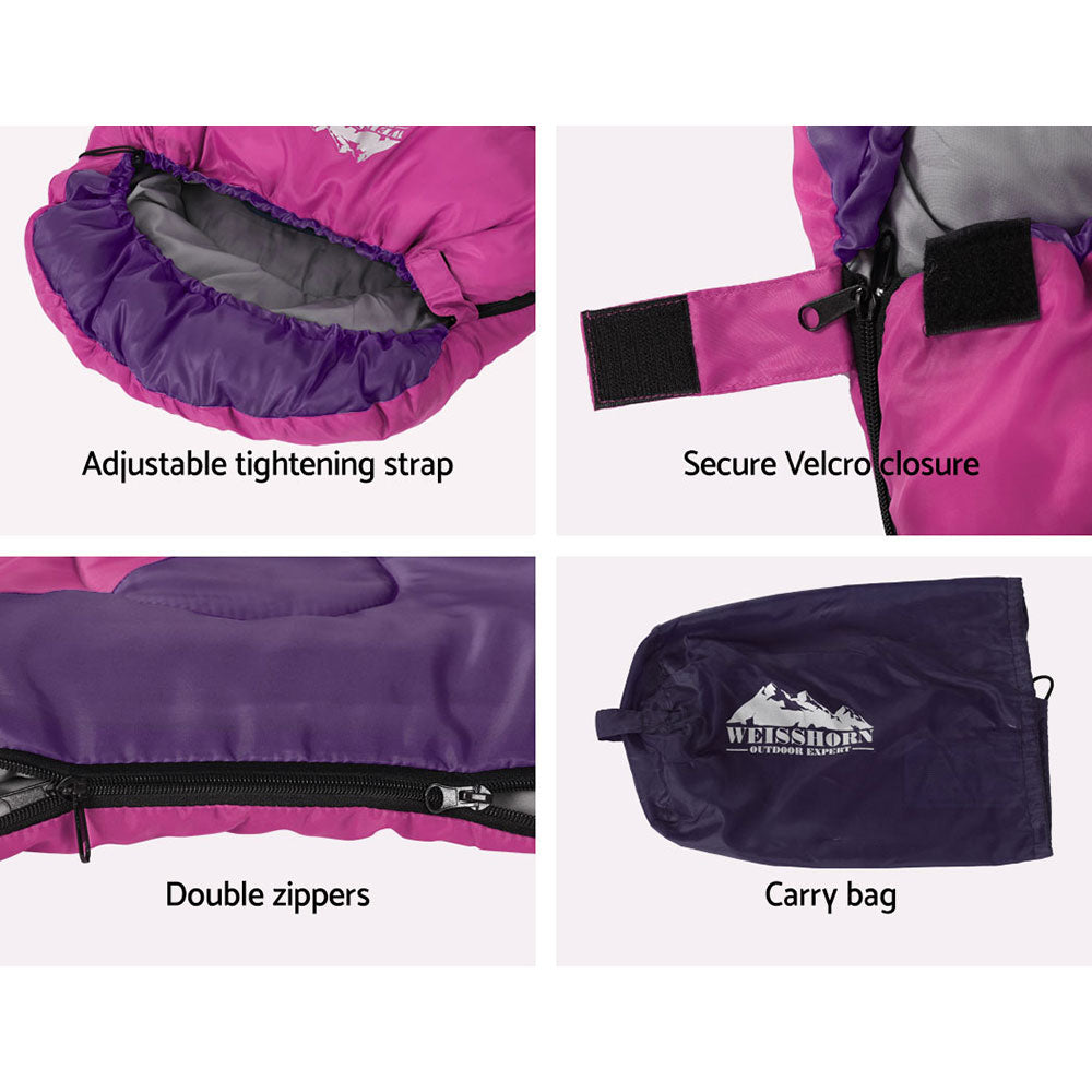 Cozy Kids' Thermal Sleeping Bag - Perfect for Camping and Hiking in Pink, 172cm
