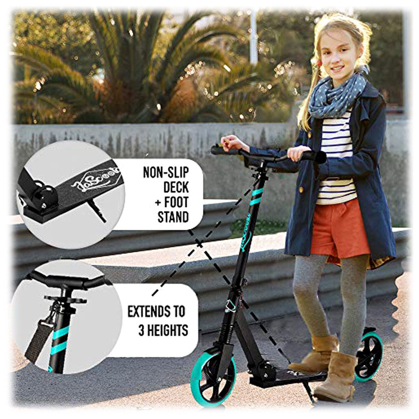 Urban Glide Kick Scooter: Sleek Graphic Black Design for Teens and Adults