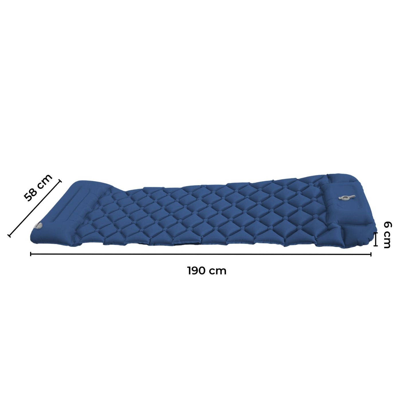 Premium Inflatable Camping Sleeping Pad with Integrated Pillow in Navy Blue