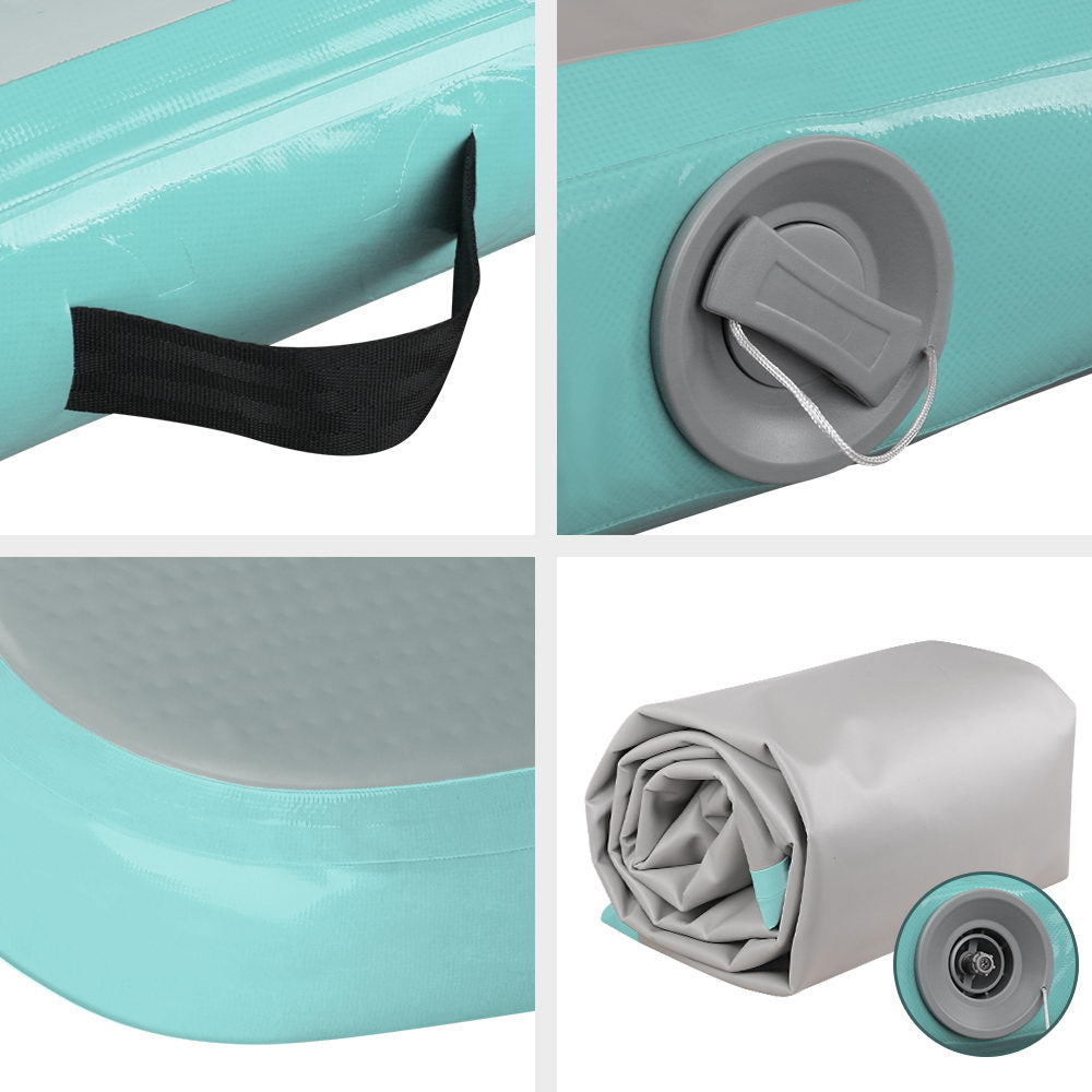 Professional 3m x 1m Mint Green and Grey Air Track Mat for Gymnastics and Tumbling