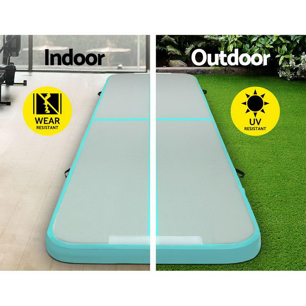 Professional 3m x 1m Mint Green and Grey Air Track Mat for Gymnastics and Tumbling