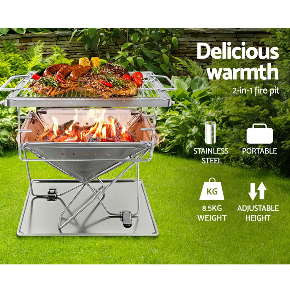 Compact Folding Fire Pit & BBQ