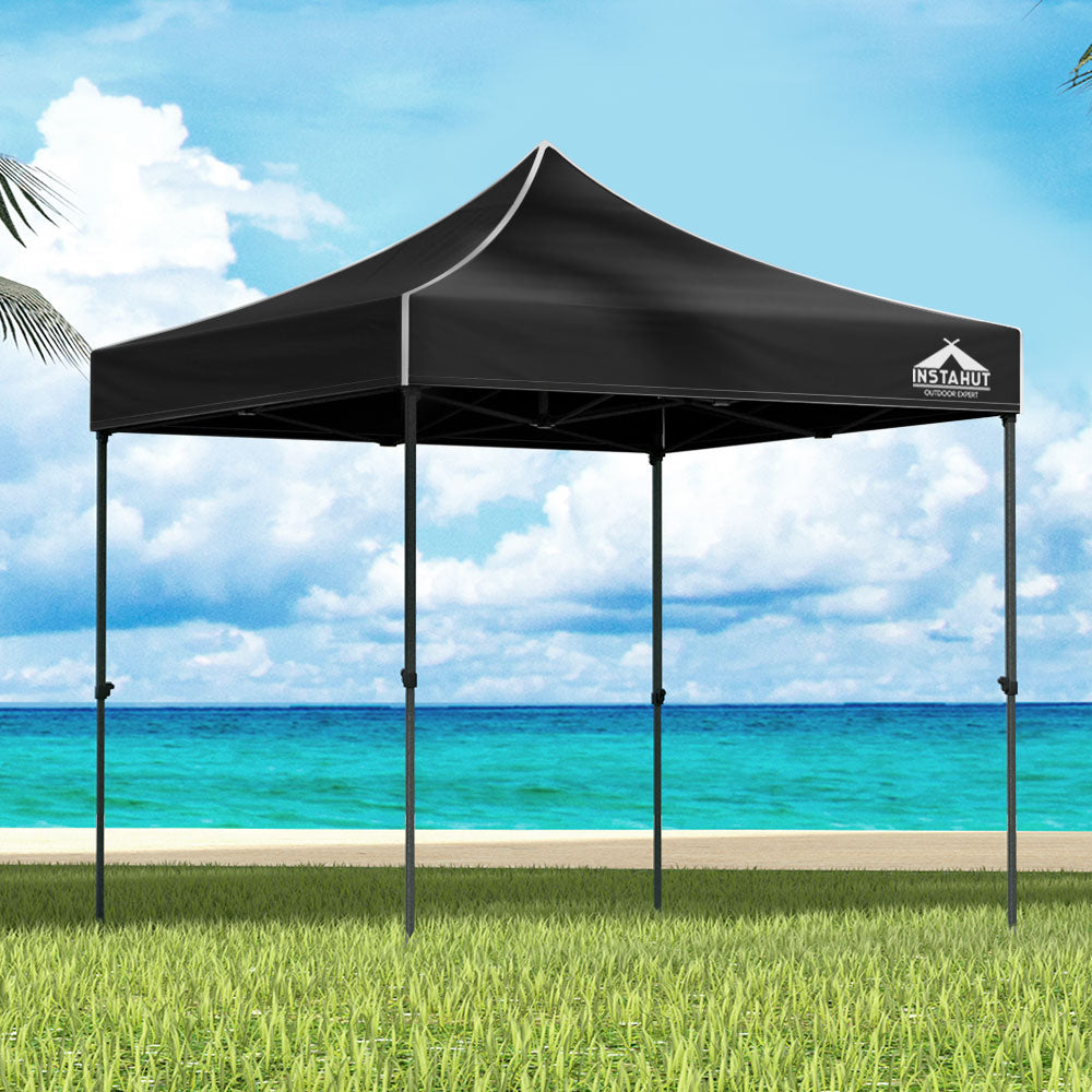 Portable Outdoor Shelter: 3x3m Pop-Up Marquee for Events, Camping, and Weddings with Canopy Shade in Sleek Black