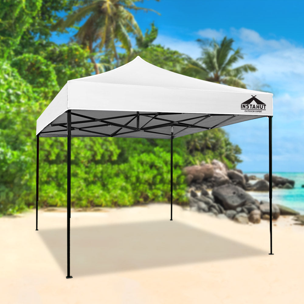 3x3m Pop-Up Gazebo with Base Pods - Folding Marquee Tent for Weddings, Camping, and Shade in White