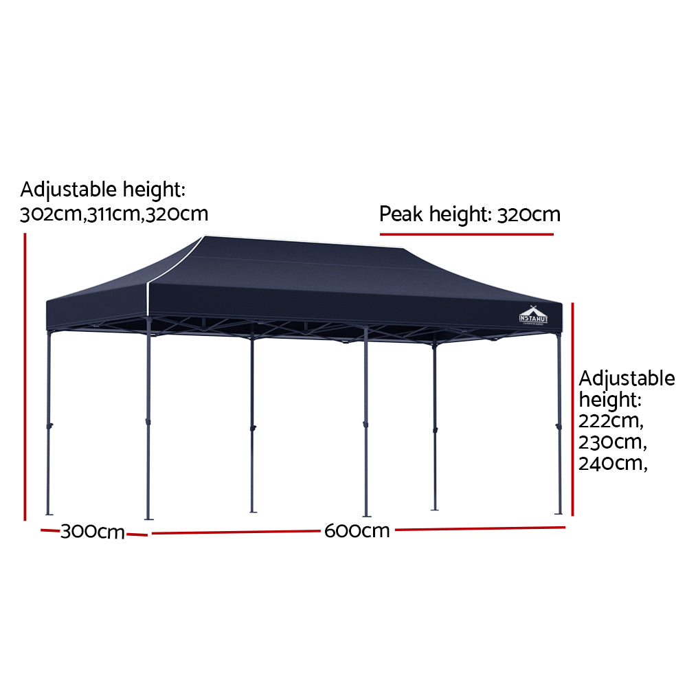 Stylish Outdoor Oasis: 3x6m Pop-Up Marquee Gazebo Tent for Weddings, Camping, and Shade in Navy
