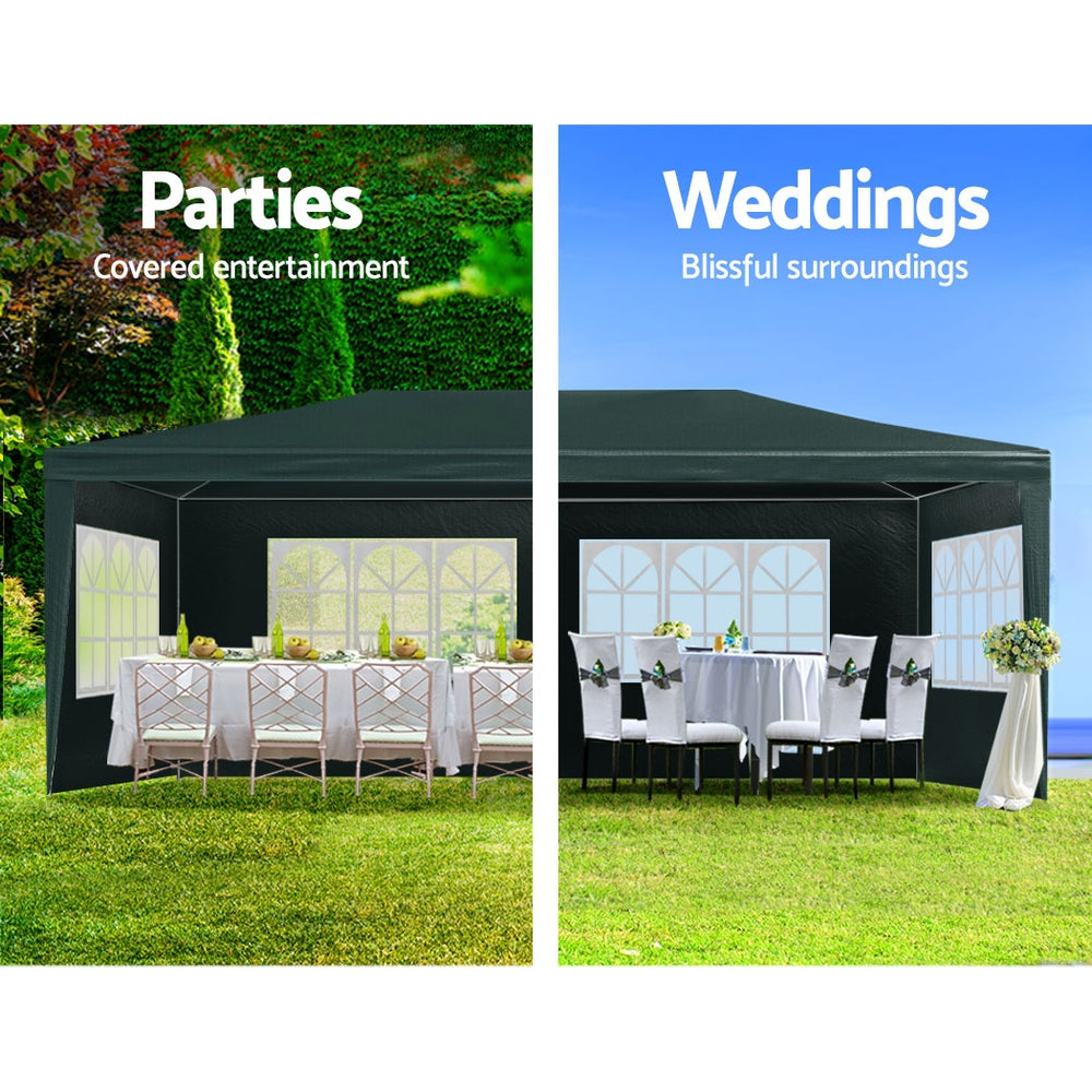 Premium Outdoor Event Canopy: 3x6m Marquee Tent with 4 Green Side Panels for Weddings, Parties, Camping