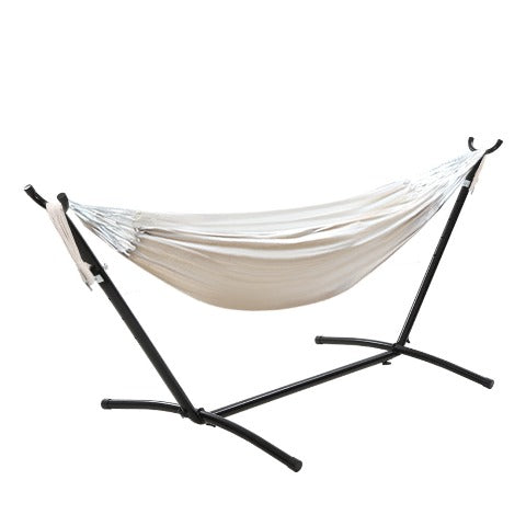 Portable Cotton Rope Camping Hammock with Stand for Outdoor Lounging and Swing Bed Experience