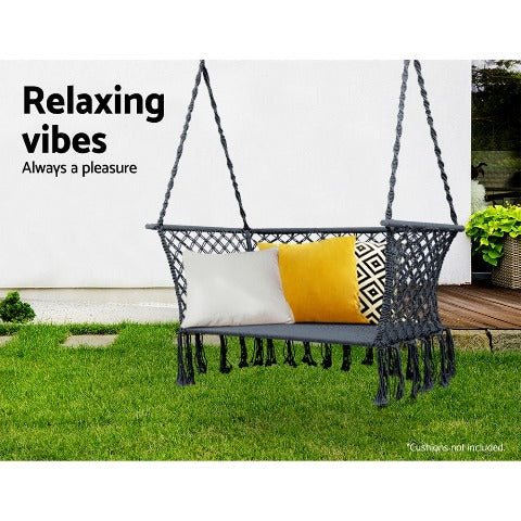2-Person Portable Rope Hammock Chair Swing for Patio, Camping, and Double the Comfort