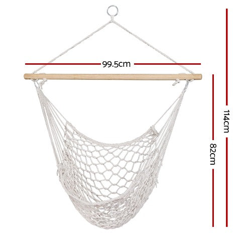 Indoor and Outdoor Cream Mesh Hammock Chair for Camping and Leisure