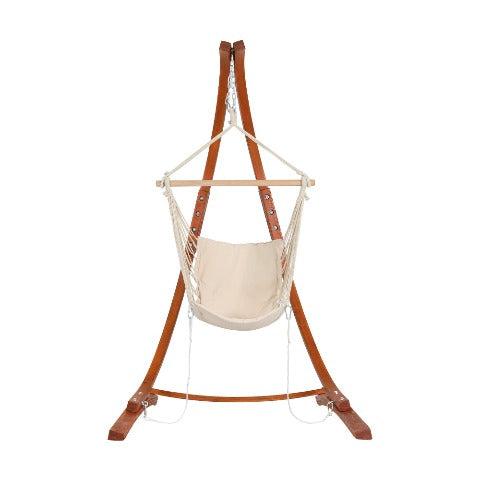 Wooden Hammock Chair with Stand for Relaxing Lounging and Camping Adventures