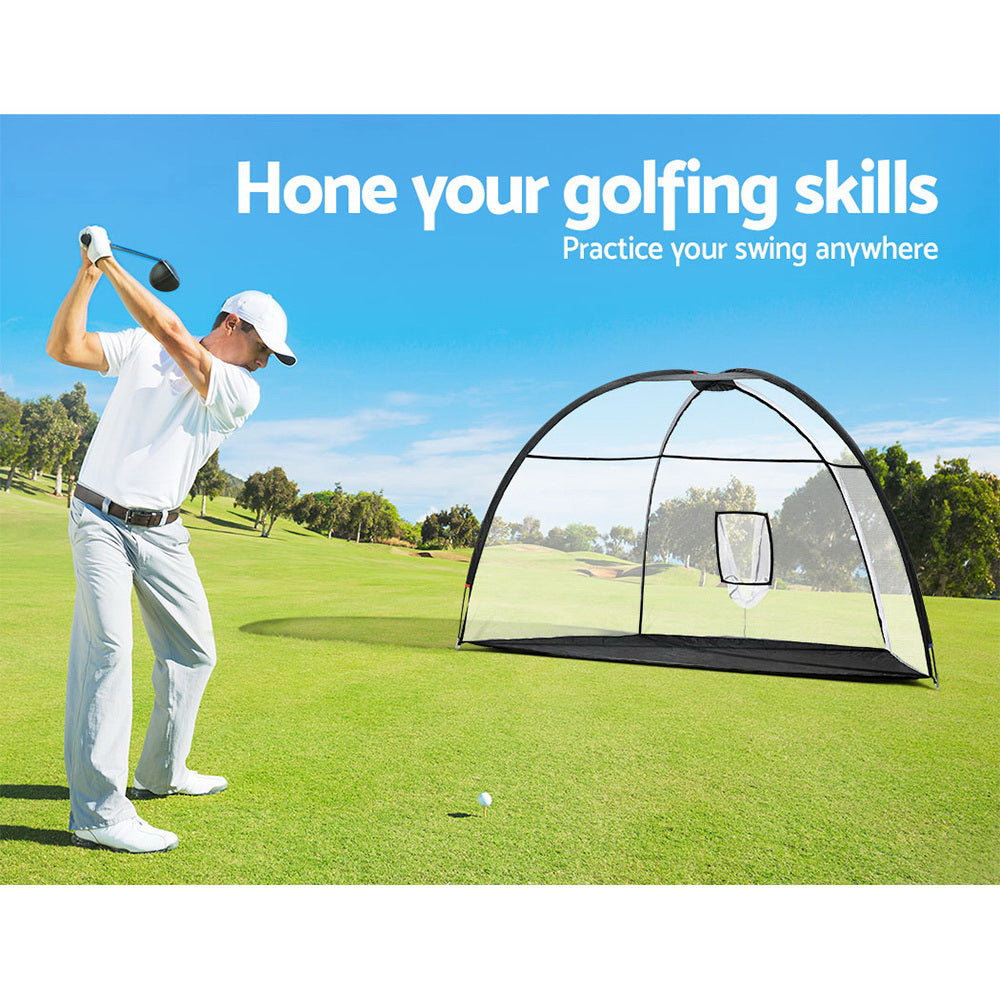 Enhance your golf skills with this 3.5M Golf Practice Net and Training Mat Set