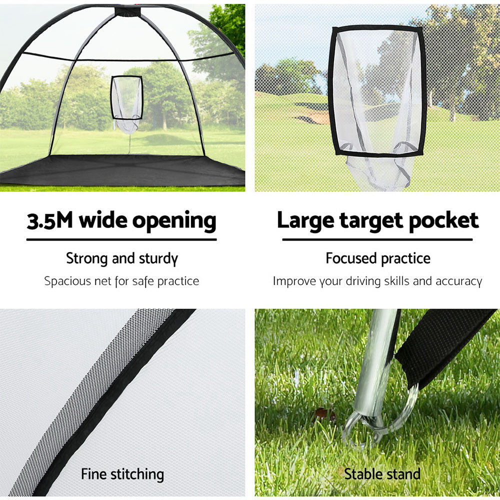 Enhance your golf skills with this 3.5M Golf Practice Net and Training Mat Set