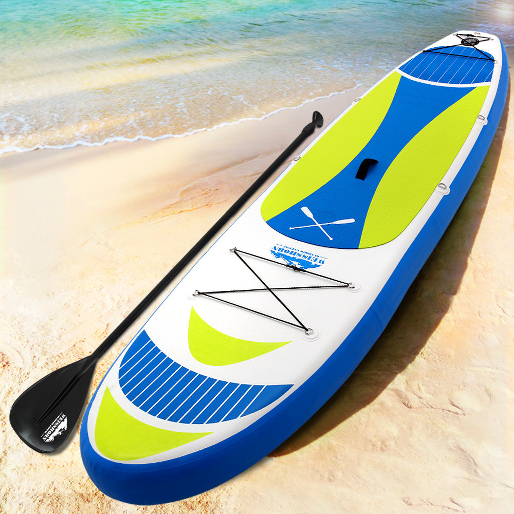 11ft Inflatable Stand Up Paddle Board (SUP) in Vibrant Yellow for Surfing, Kayaking, and Paddleboarding