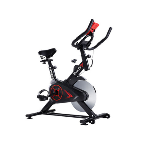 Commercial-grade Spin Exercise Bike with Flywheel for Intense Home Workouts in Sleek Black Design