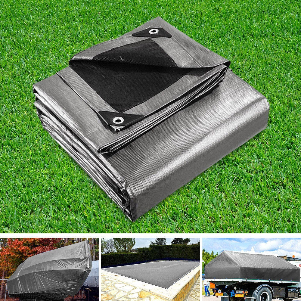 Silver Heavy-Duty Poly Tarpaulin - Sturdy 6x9m Camping Tarp for Superior Outdoor Protection, 180gsm