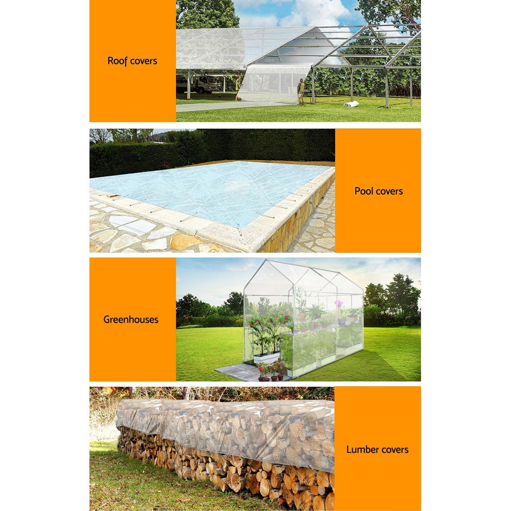 Clear Heavy-Duty Poly Tarpaulin - Reliable 3x4m Camping Tarp for Outdoor Protection, 135gsm