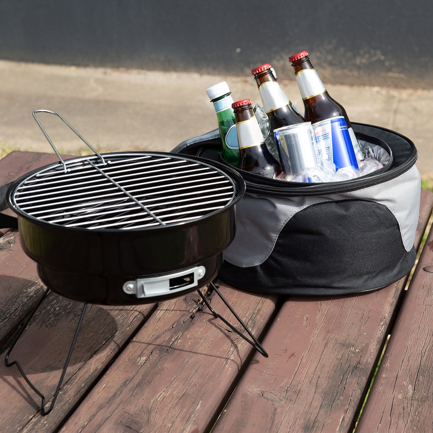 Ultimate Outdoor Entertainer's Delight: 2-in-1 BBQ Grill and Cooler Combo Set for Memorable Camping and Picnic Experiences