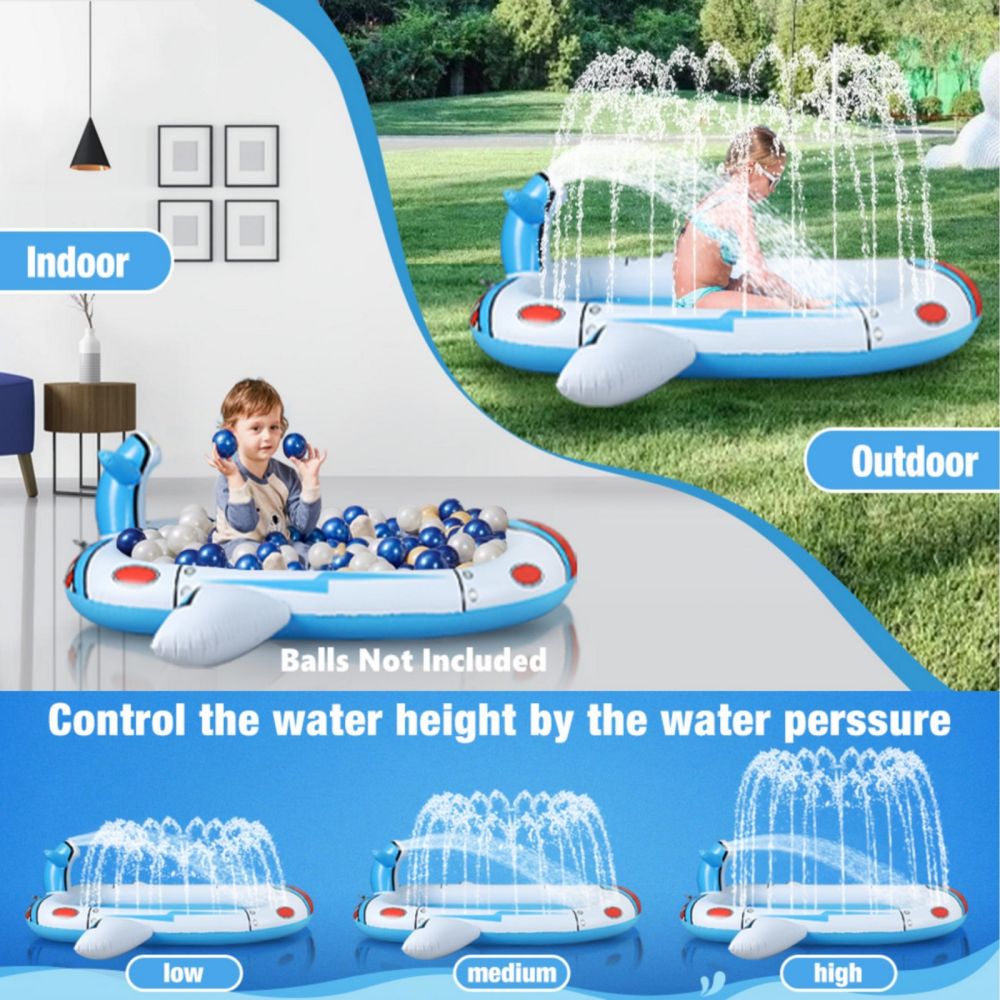 Inflatable Pool - Sprinkler Pool for Kids - Spaceship