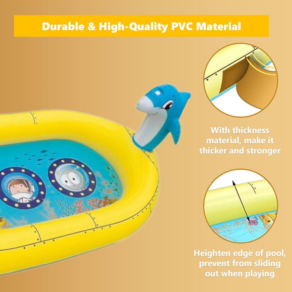 Inflatable Pool - Sprinkler Pool for Kids - Submarine