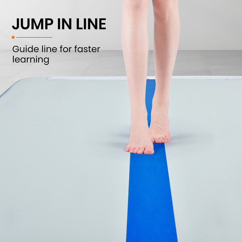 Professional Grade Inflatable Air Track Mat for Gymnastics and Tumbling - Blue & White (Pump Not Included)