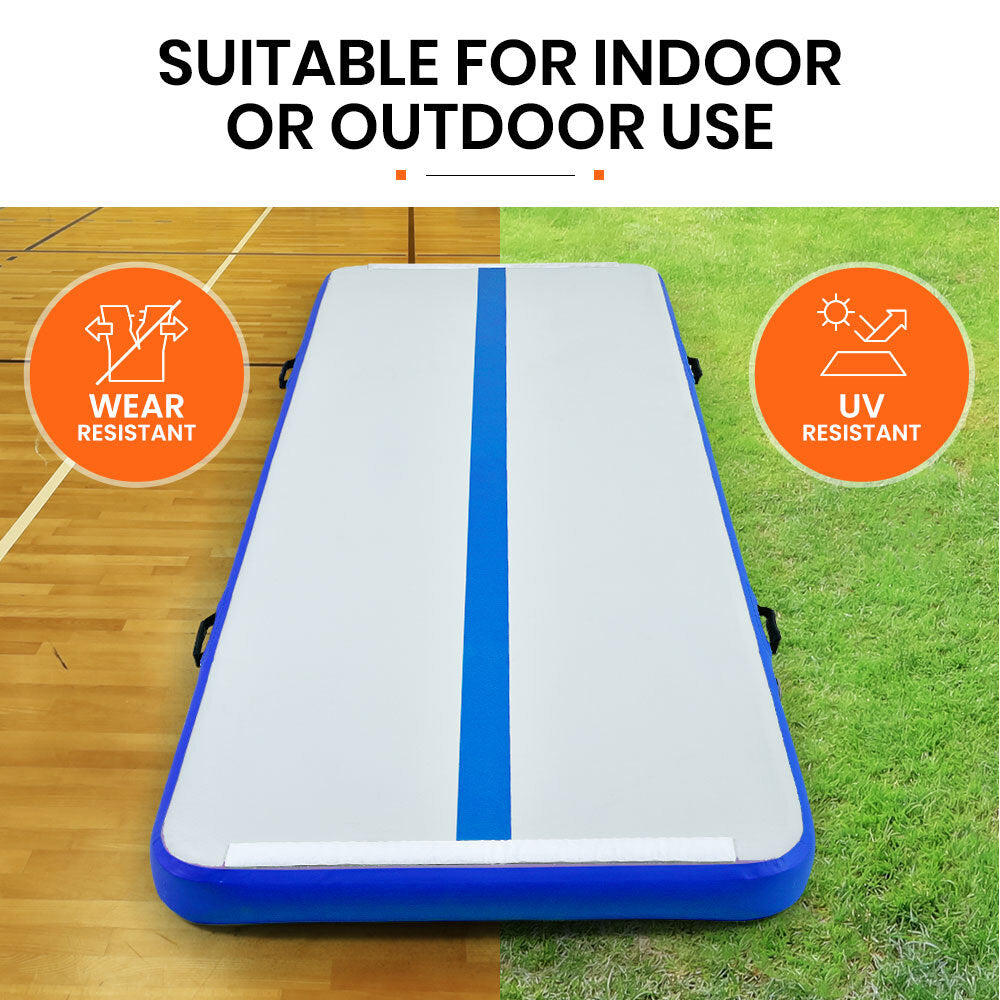 Premium Inflatable Air Track Mat for Dynamic Gymnastics & Tumbling - Blue & White (No Pump Included)