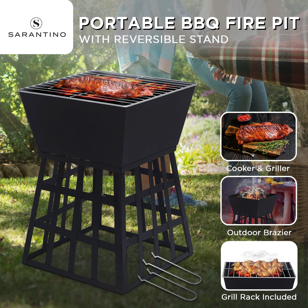 Dual-Purpose Outdoor Fire Pit & BBQ