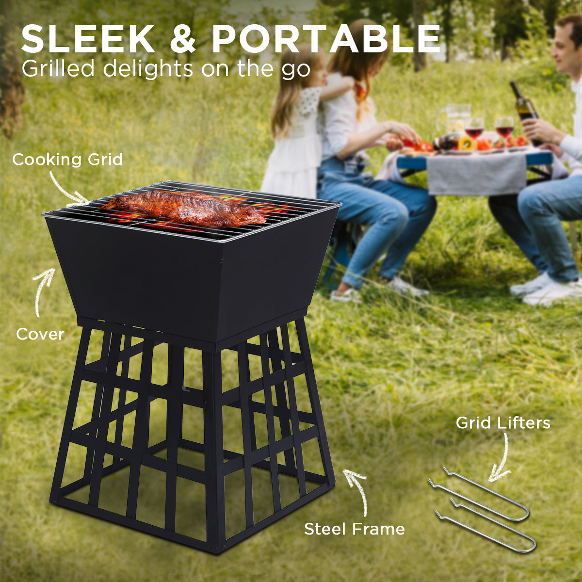 Dual-Purpose Outdoor Fire Pit & BBQ