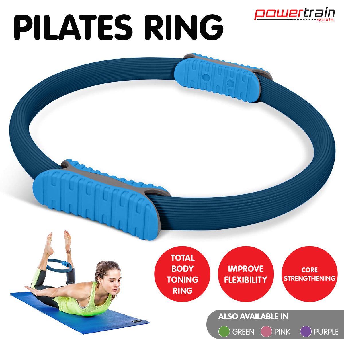 Blue Pilates Ring and Yoga Exercise Band for Optimal Home Workouts