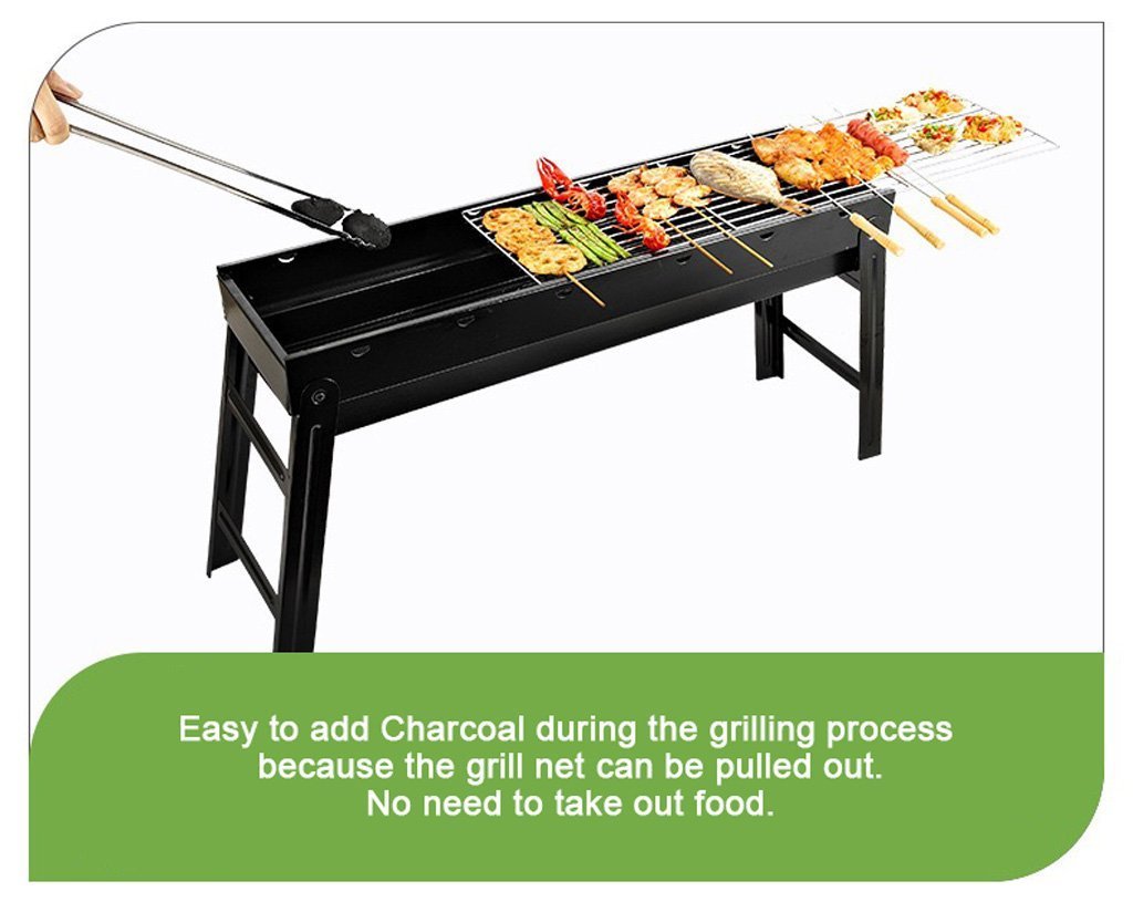 Foldable Portable Charcoal BBQ Grill - Ideal for Camping and Picnics