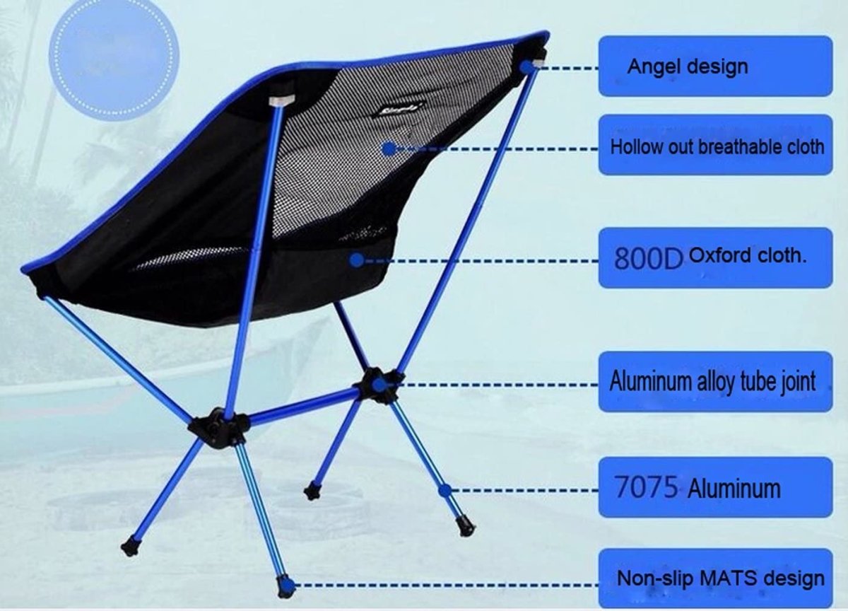 Premium Ultralight Folding Chair: Ideal for Outdoor Adventures and Hiking in Black