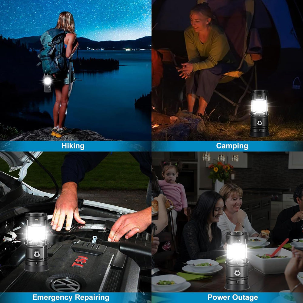 Solar-Powered Rechargeable LED Camping Lantern - USB, Waterproof, Emergency Light