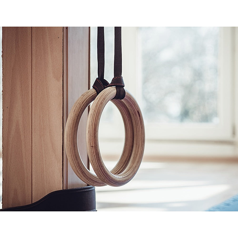 Professional Birch Wood Gymnastic Rings for Strength and Flexibility Training