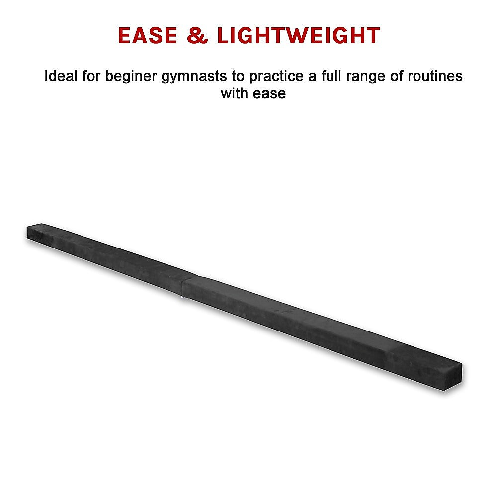 Professional 2.2m Gymnastics Folding Balance Beam - Black Synthetic Suede
