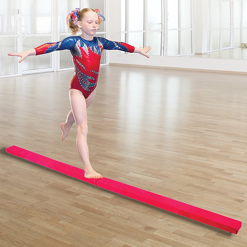 Premium 8FT Gymnastics Folding Balance Beam - Pink Synthetic Suede